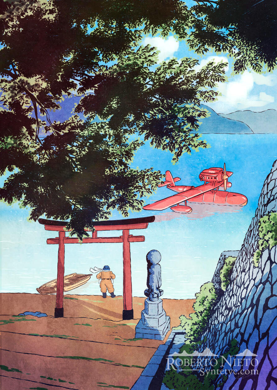 Porco Rosso Studio Ghibli Poster Print. A beautiful anime inspired poster, the perfect present for studio ghibli fan.